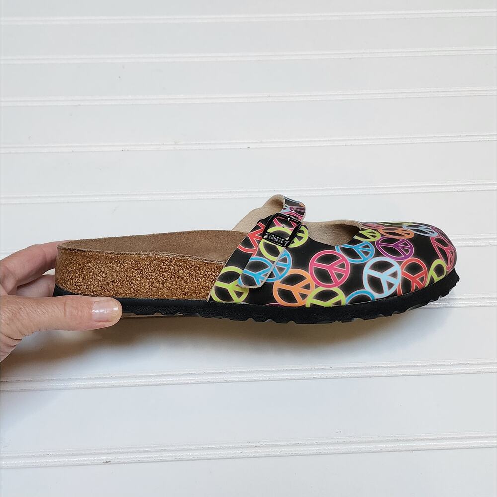 Birkenstock Birki's Peace Sign Print Mary Jane Clogs Size 7 Women's/5 Men's - Picture 5 of 10